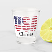Name oder Initialen | Patriotic USA Flag Stencil Schnapsglas (Vorderseite)