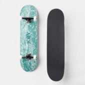 Name oder Initialen Türkis Farbkleckse Skateboard (Vorderseite)