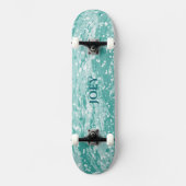 Name oder Initialen Türkis Farbkleckse Skateboard (Vorderseite)