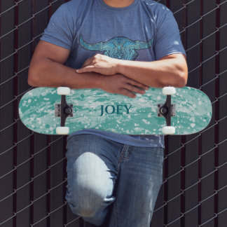 Name oder Initialen Türkis Farbkleckse Skateboard