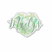 Name oder Monogram Green Heart Diamond Emerald hin Aufkleber (Vorderseite)