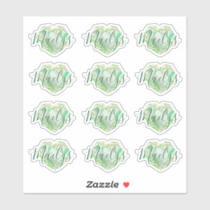 Name oder Monogram Green Heart Diamond Emerald hin Aufkleber