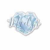 Name oder Monogram Niedlich Chic Blue Heart Diamon Aufkleber (Vorderseite)