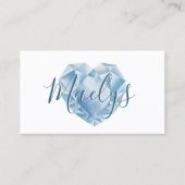 Name oder Monogram Niedlich Chic Blue Heart Diamon Visitenkarte (Vorderseite)