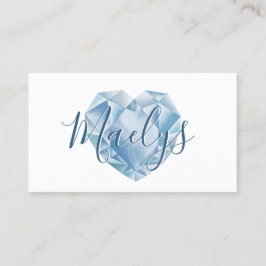 Name oder Monogram Niedlich Chic Blue Heart Diamon Visitenkarte