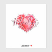 Name oder Monogram Red Heart Diamond Ruby Royal hi Aufkleber (Blatt)