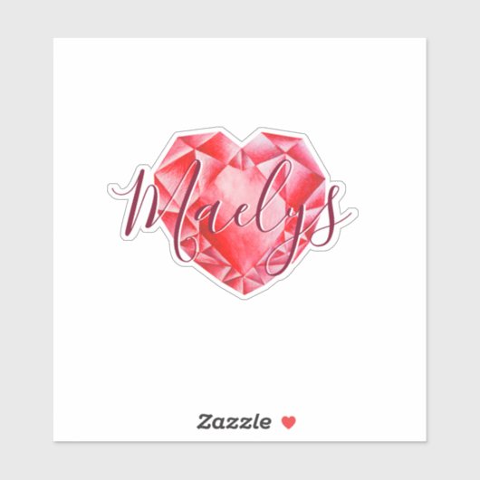 Name oder Monogram Red Heart Diamond Ruby Royal hi Aufkleber (Blatt)