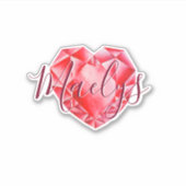 Name oder Monogram Red Heart Diamond Ruby Royal hi Aufkleber (Vorderseite)