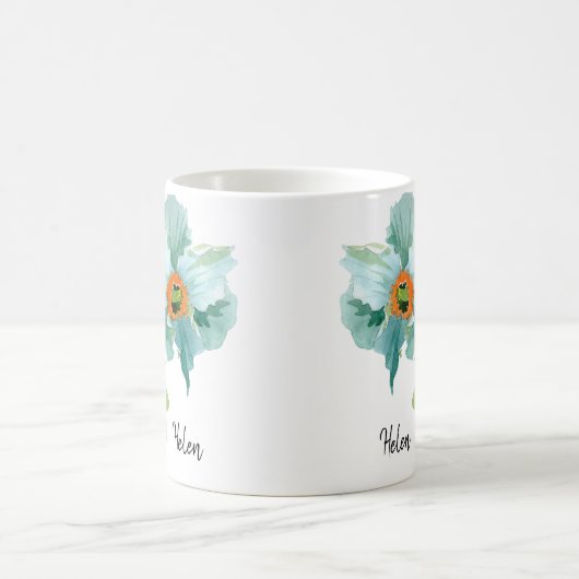 💦 Name oder Monogramm der Aquamarinen Wasserfarbe Kaffeetasse (Mittel)