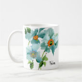 💦 Name oder Monogramm der Aquamarinen Wasserfarbe Kaffeetasse (Links)