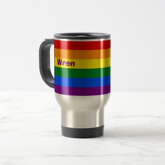Name oder Monogramm des Rainbow Prilag Reisebecher (Vorderseite Links)