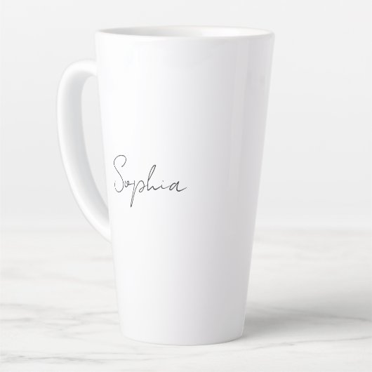Name oder Monogramm eines Schwarzen Skripts auf We Milchtasse (Linke Ecke)