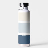 Name oder Monogramm Pinselstreifen in Blues Ecru Trinkflasche (Rechts)