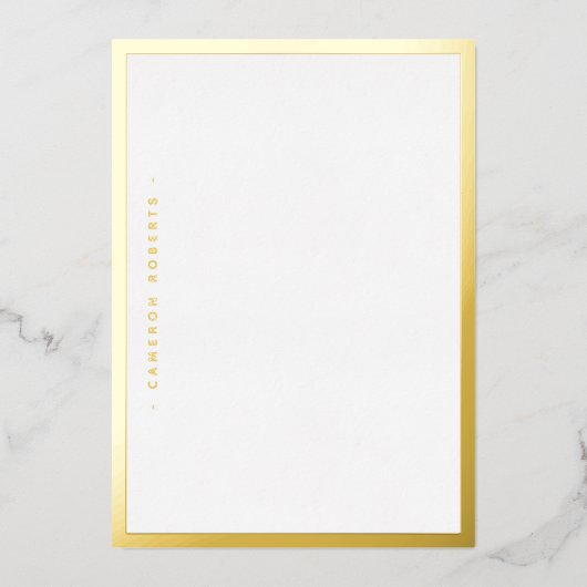 Name oder Monogramm, silberne Goldfolie, Randkarte Folieneinladung (Vorderseite)