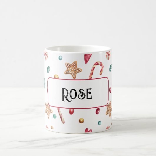Name oder Monogramm, Süßigkeiten und Cookies 11oz  Kaffeetasse (Mittel)