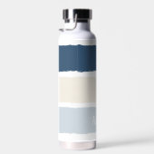 Name oder Monogramme Pinselstreifen in Blautönen E Trinkflasche (Rechts)