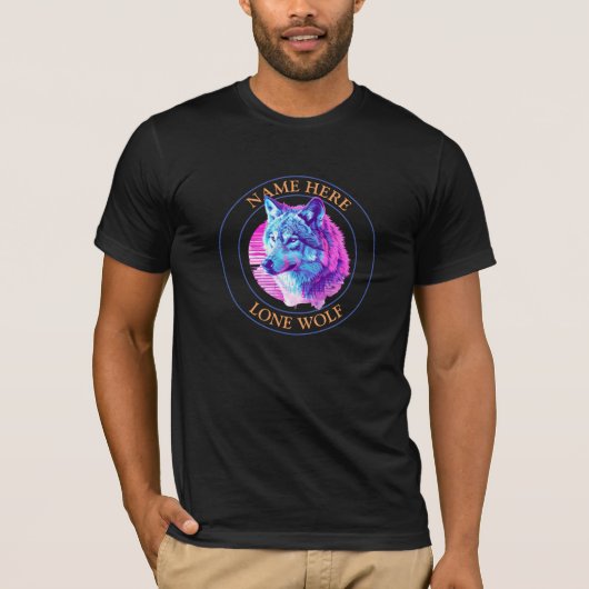 Name oder Nachricht, Wolfskunst, Kreis T-Shirt (Vorderseite)