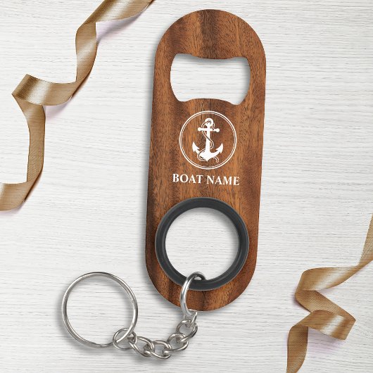 Name oder Name des Schiffs Anker & Seil auf Holzst Mini Flaschenöffner
