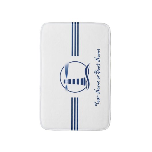 Name oder Schiff Nautical Classic Lighthouse Navy Badematte (Vorderseite Vertikal)