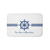 Name oder Schiff Nautical Ships Wheel Helm Navy Badematte (Vorderseite)