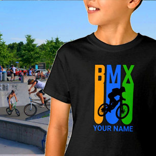 Name oder Text BMX Bike Rider Orange Blue Green hi T-Shirt