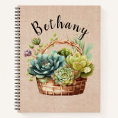 Name oder Text hinzufügen, Aktionskorb für sukkule Notizblock (Vorderseite)