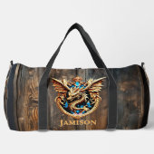 Name oder Text hinzufügen - Drache auf der Holztür Duffle Bag (Vorderseite)