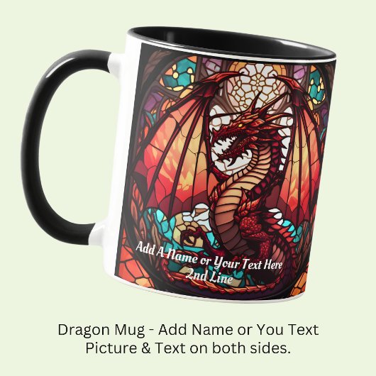 Name oder Text hinzufügen, Drache aus festem Glas Tasse