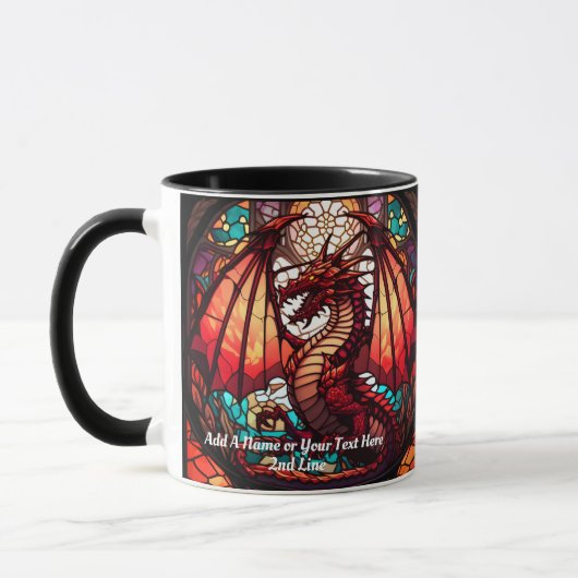 Name oder Text hinzufügen, Drache aus festem Glas  Tasse (Links)
