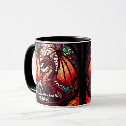 Name oder Text hinzufügen, Drache aus festem Glas Tasse (Vorderseite Links)