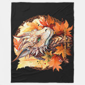 Name oder Text hinzufügen, Drache mit Herbstblätte Fleecedecke (Vorderseite)