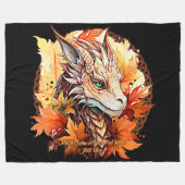 Name oder Text hinzufügen, Drache mit Herbstblätte Fleecedecke (Vorderseite (Horizontal))