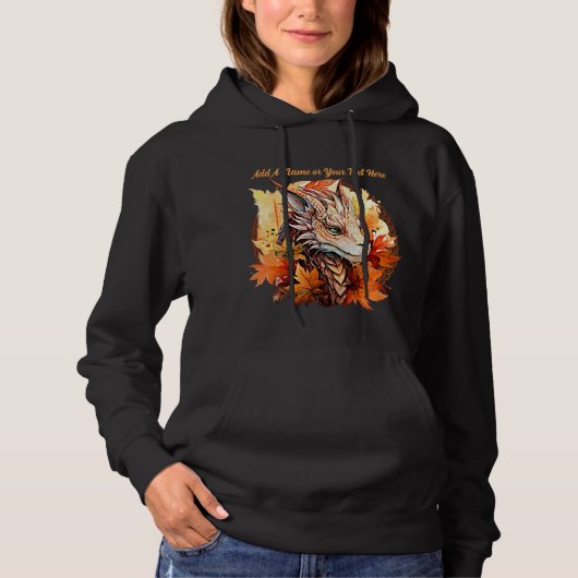 Name oder Text hinzufügen, Drache mit Herbstblätte Hoodie (Vorderseite)