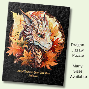 Name oder Text hinzufügen, Drache mit Herbstblätte Puzzle