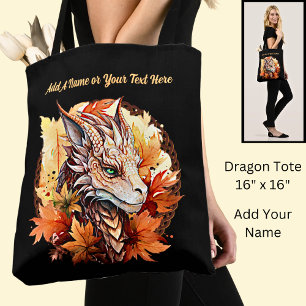 Name oder Text hinzufügen, Drache mit Herbstblätte Tasche