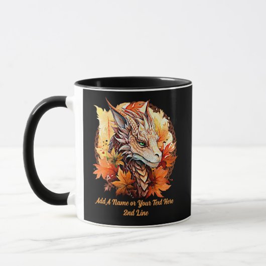 Name oder Text hinzufügen, Drache mit Herbstblätte Tasse (Links)