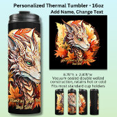 Name oder Text hinzufügen, Drache mit Herbstblätte Thermosbecher