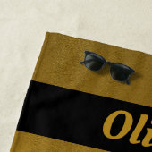 Name oder Text hinzufügen, elegantes Schwarz und G Strandtuch (Beispiel)