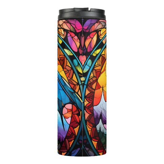 Name oder Text hinzufügen: Gestalteter Glasdrache Thermosbecher (Rückseite)