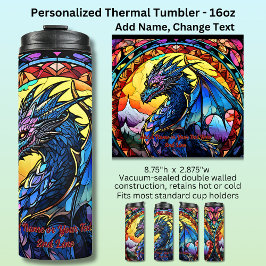 Name oder Text hinzufügen: Gestalteter Glasdrache Thermosbecher