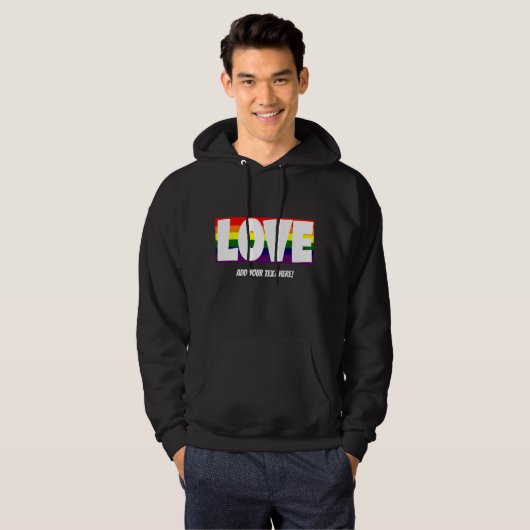 Name oder Text hinzufügen, Liebe-Rainbow-Flag Hoodie (Vorne ganz)