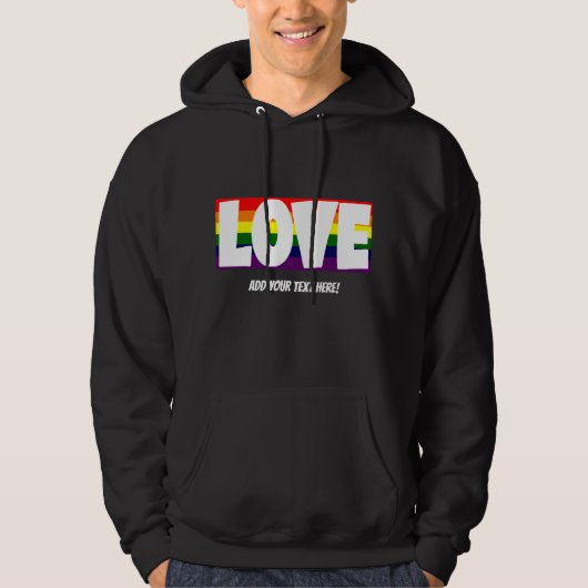 Name oder Text hinzufügen, Liebe-Rainbow-Flag Hoodie (Vorderseite)