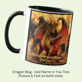 Name oder Text hinzufügen, Red & Gold Dragon mit F Tasse