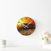 Name oder Text hinzufügen: Sunset Diesel Lokomotiv Runde Wanduhr (Zuhause)