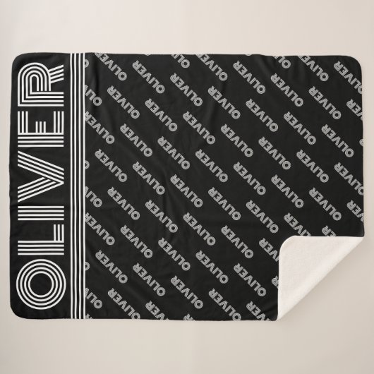 Name oder Text hinzufügen, Typografie schwarz und Sherpadecke (Vorderseite (Horizontal))