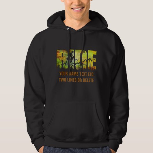 Name oder Text Mountainbike Rider Herbstfarben hin Hoodie (Vorderseite)