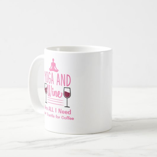 Name oder Text Yoga Benötigen Wein Pink Funny Kaffeetasse (Vorderseite Links)