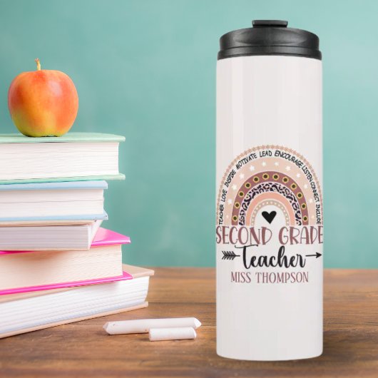 Name of 2nd grade teacher, Cute Rainbow Thermosbecher