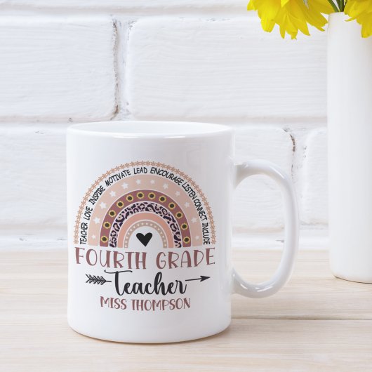 Name of 4Th grade teacher, Cute Rainbow Kaffeetasse