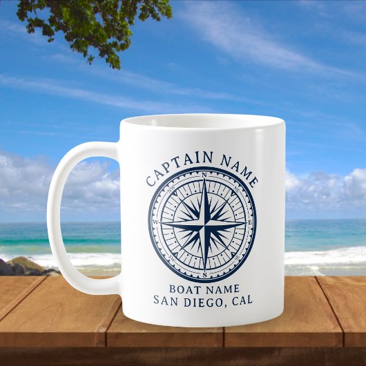Name of your boat Nautical Vintage Compass Kaffeetasse
